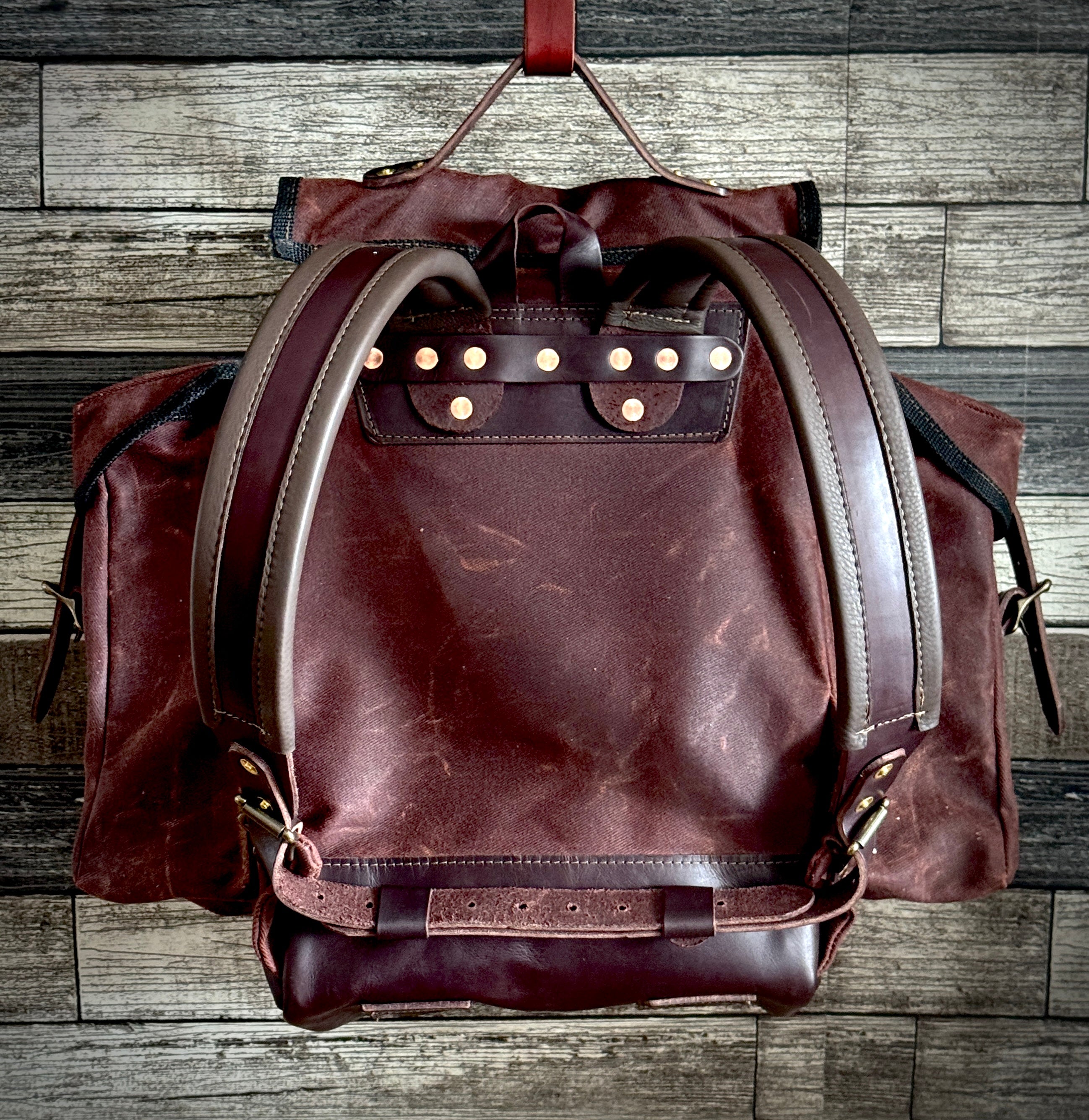 Day Pack Rugged Twill - Rust/Chocolate/Antique Brass