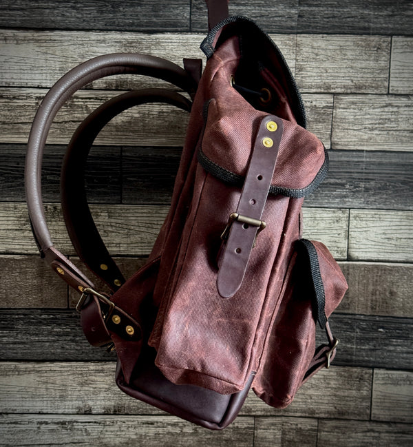 Day Pack Rugged Twill - Rust/Chocolate/Antique Brass